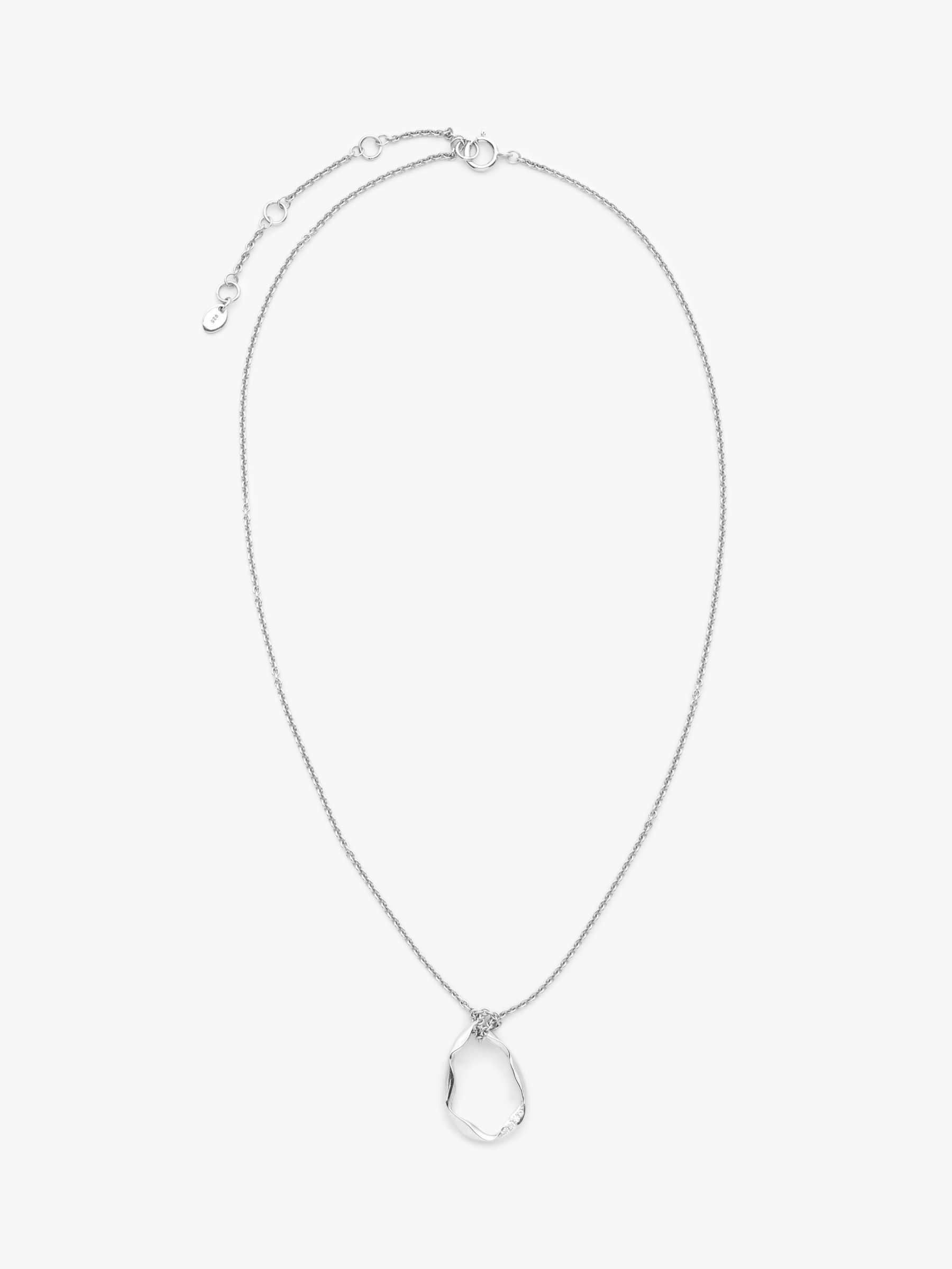 Modern Rarity Diamond Ripple Pendant Necklace, Silver