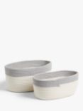 John Lewis & Partners Cotton Rope Storage Baskets, Set of 2, White / Grey