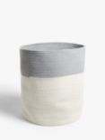 John Lewis & Partners Cotton Rope Storage Bucket, White / Grey