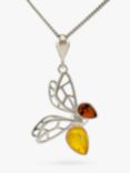 Be-Jewelled Amber Bee Pendant Necklace, Silver/Multi