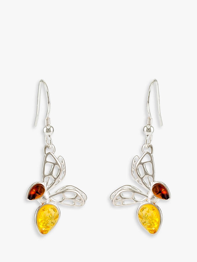 Be-Jewelled Amber Bee Drop Earrings, Silver/Multi