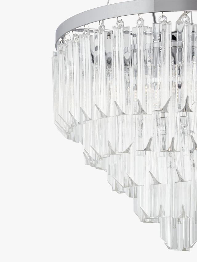 John Lewis & Partners Mako Glass Chandelier Ceiling Light, Clear/Satin Chrome
