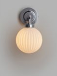 John Lewis & Partners Ribbed Opal Glass Bathroom Wall Light, Polished Chrome