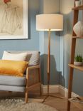John Lewis & Partners Spindle Wooden Floor Lamp, Brown/Brass