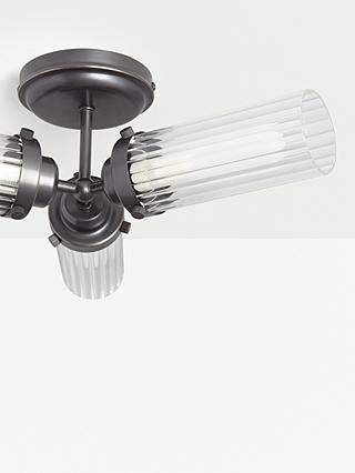 John Lewis Partners Ribbed Glass Semi Flush Bathroom Ceiling Light - Black Ceiling Light Fixtures Bathroom