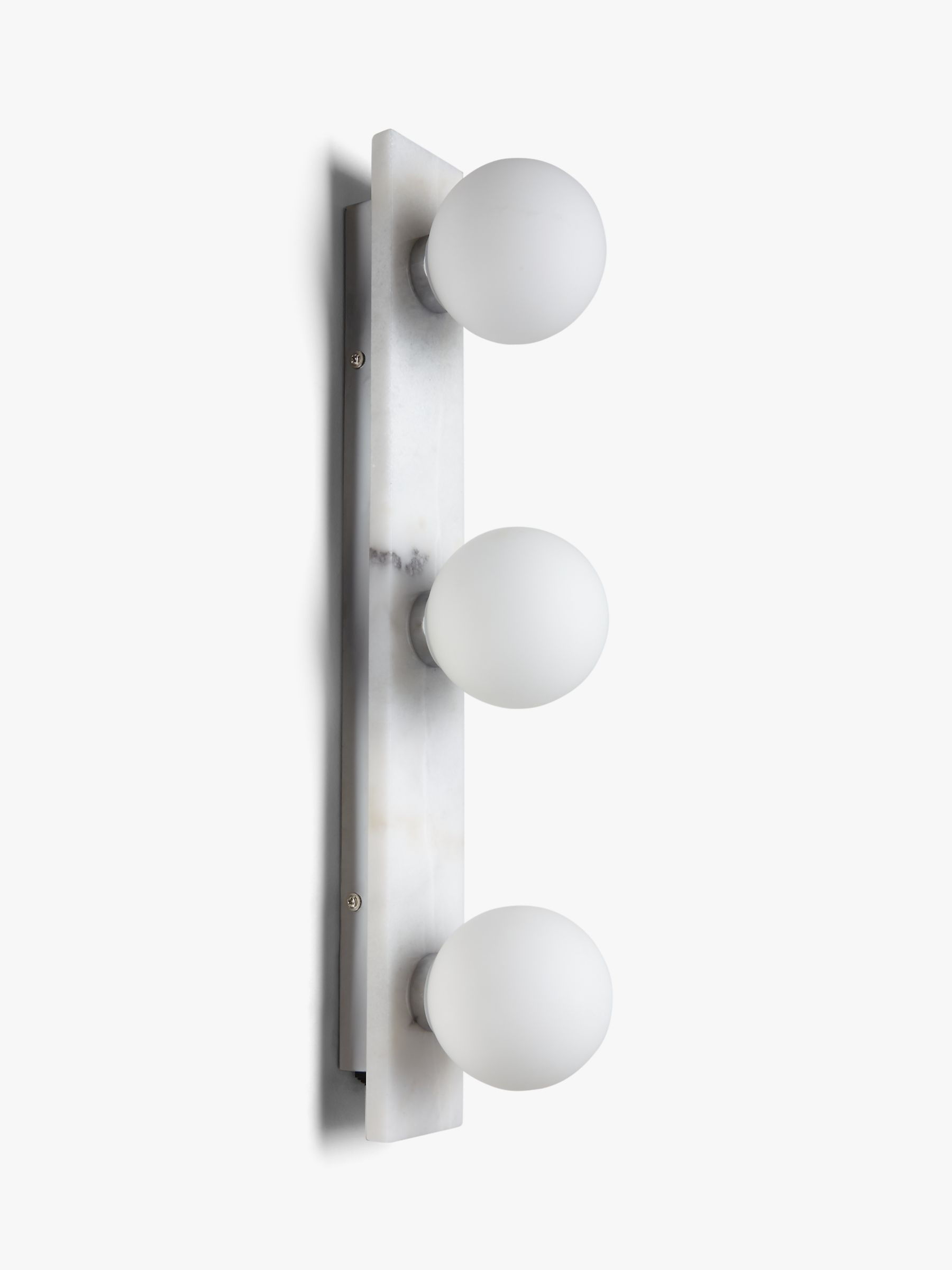John Lewis & Partners 3 Shade Marble Bathroom Wall Light, White