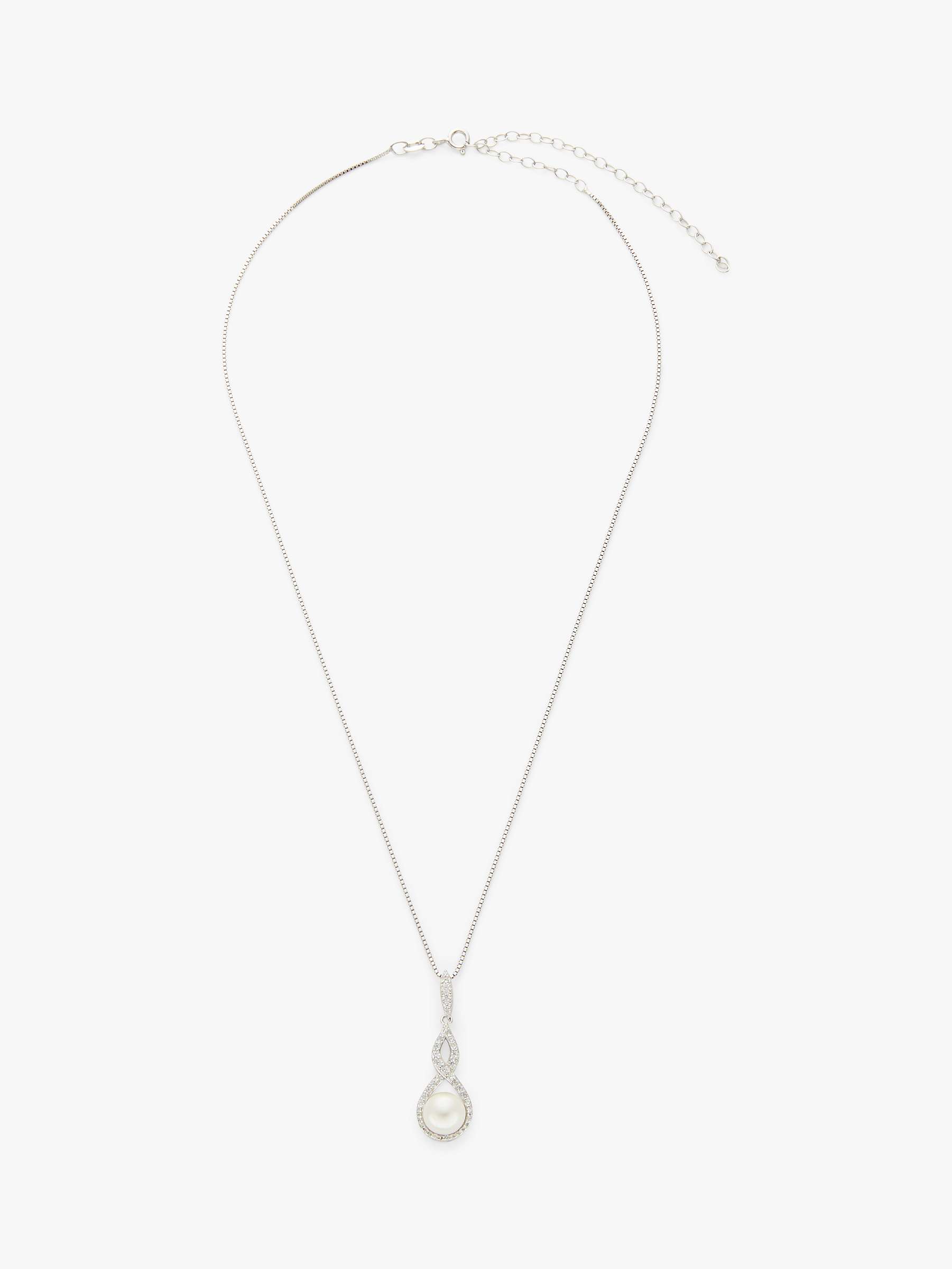 Buy Lido Pearls Cubic Zirconia and Freshwater Pearl Infinity Pendant Necklace, Silver/White Online at johnlewis.com