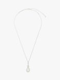 Lido Pearls Cubic Zirconia and Freshwater Pearl Infinity Pendant Necklace, Silver/White