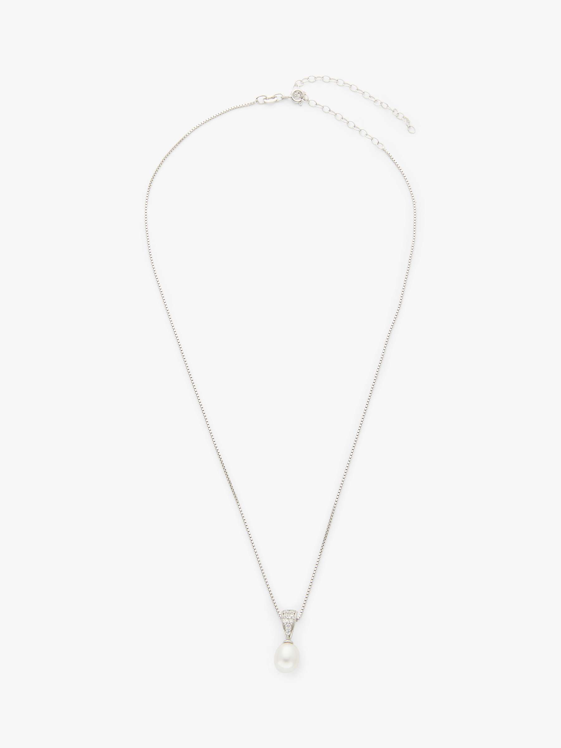 Buy Lido Pearls Triangular Cubic Zirconia and Freshwater Pearl Pendant Necklace, Silver/White Online at johnlewis.com