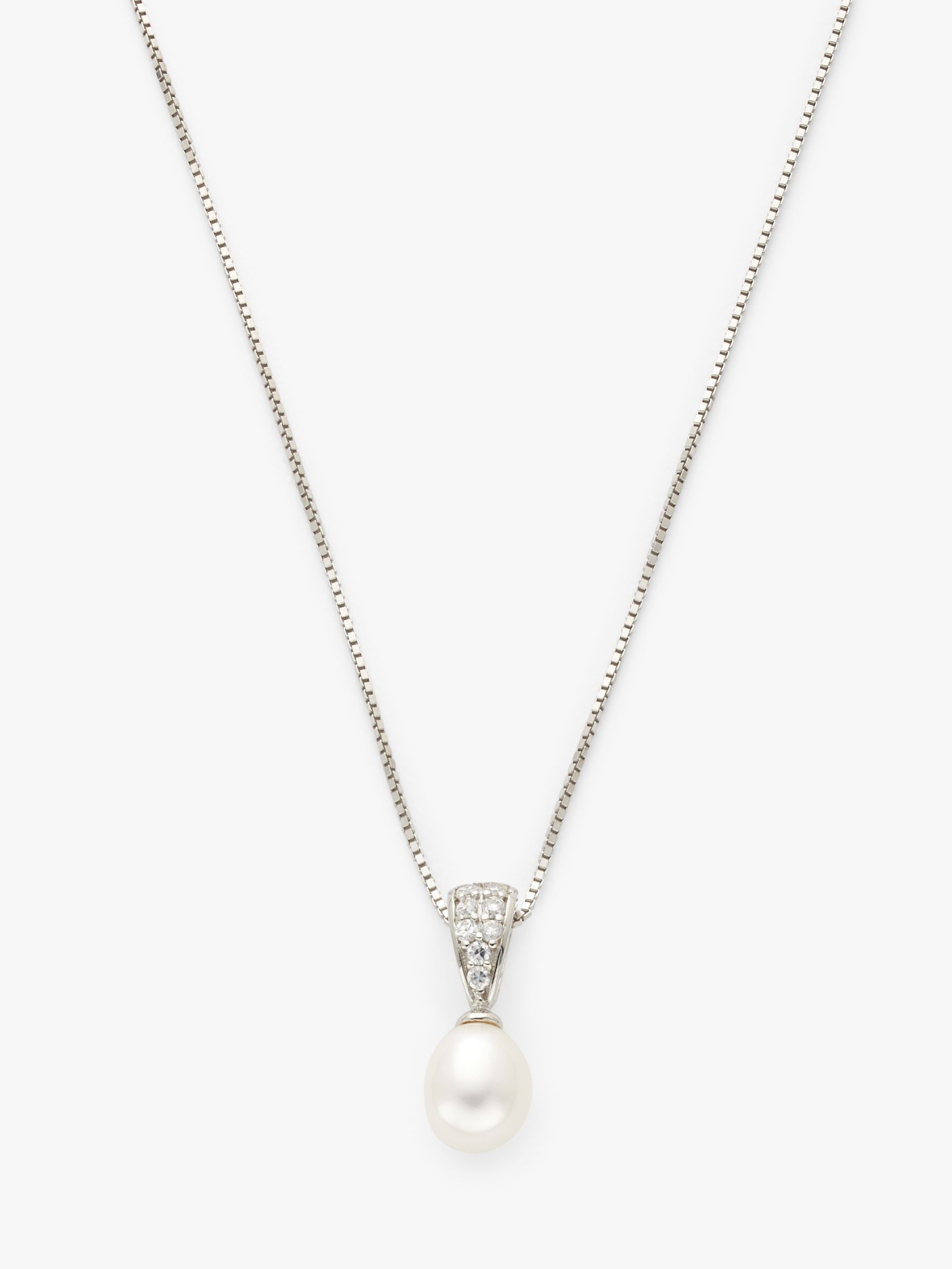 Lido Pearls Triangular Cubic Zirconia and Freshwater Pearl Pendant ...