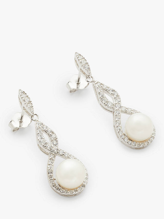 Lido Infinity Freshwater Pearl Drop Earrings, Silver/White