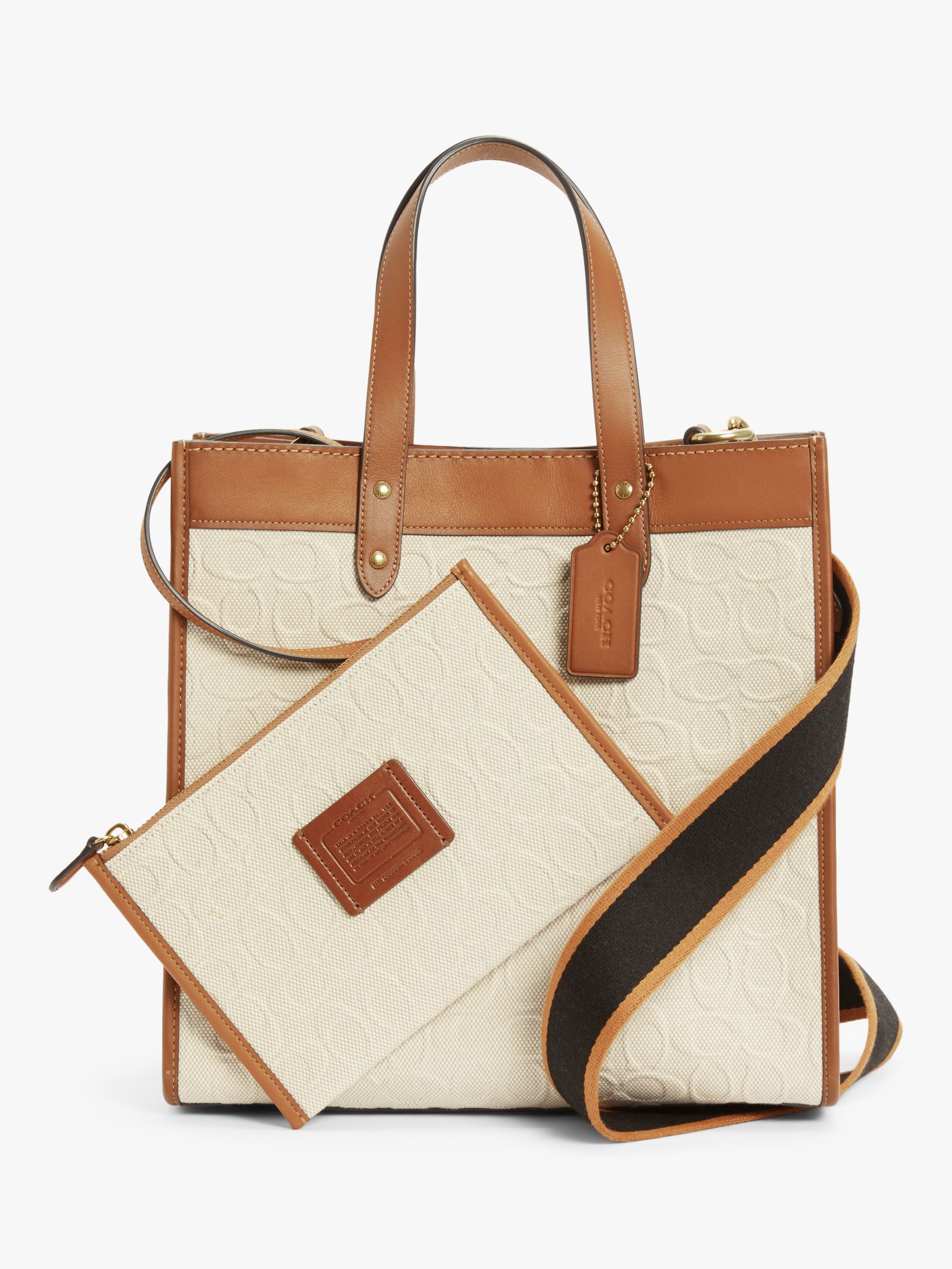 Coach Field Canvas Tote Bag, Saddle at John Lewis & Partners