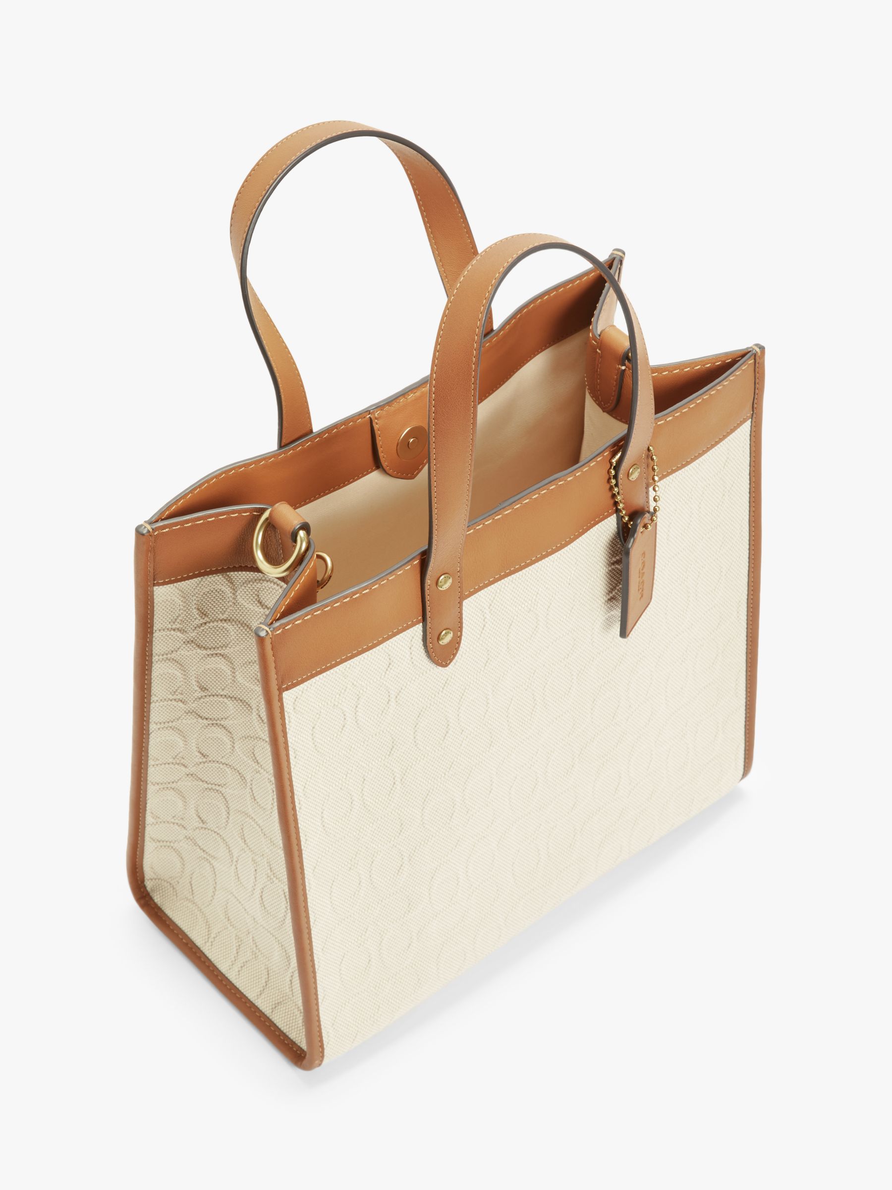 Coach Field Canvas Tote Bag, Saddle at John Lewis & Partners