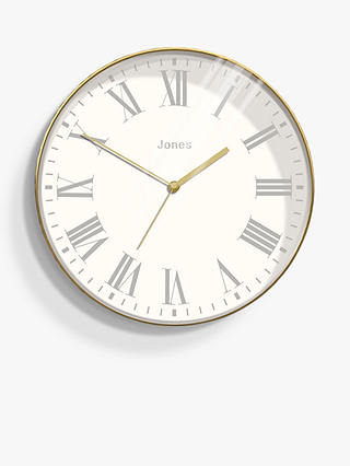 Jones Magazine Roman Numerals Analogue Wall Clock, 35.5cm, Polished Brass