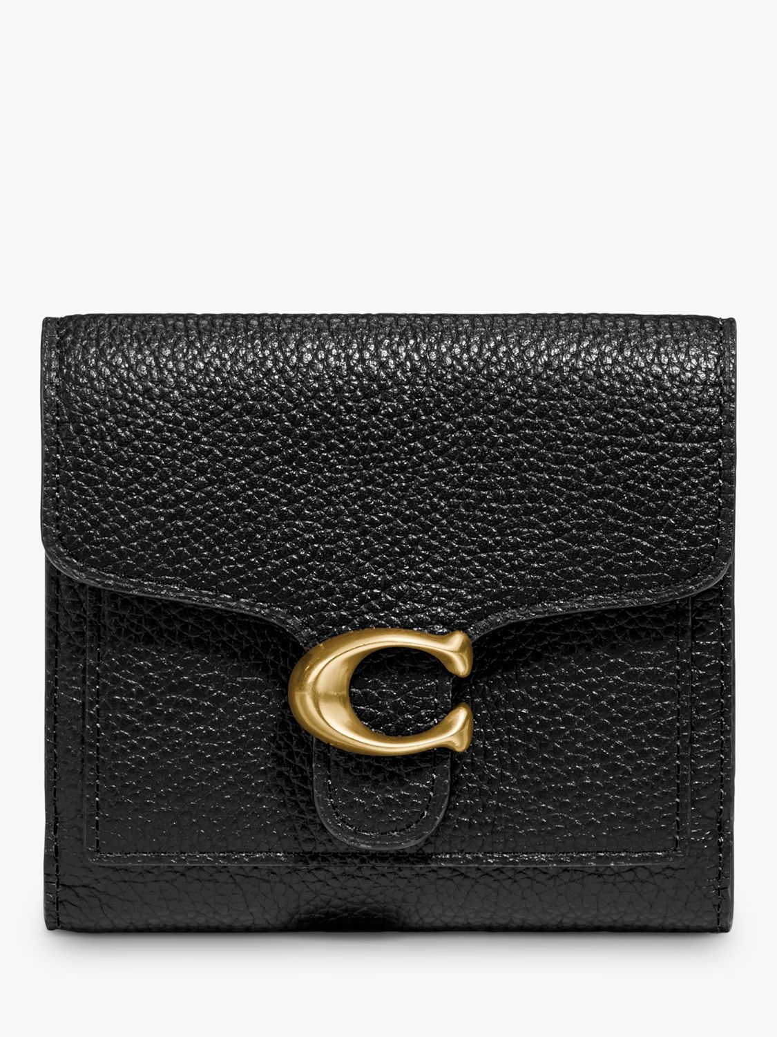 Coach Tabby Leather Small Wallet, Black at John Lewis & Partners