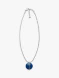 Skagen Sea Glass Round Pendant Necklace, Silver/Blue SKJ1296040