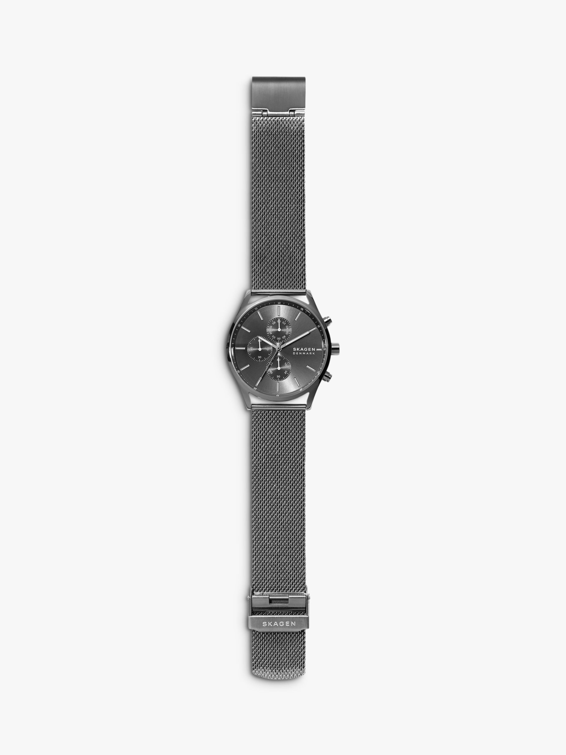 Skagen Men's Holst Chronograph Mesh Strap Watch, Black/Gunmetal SKW6608
