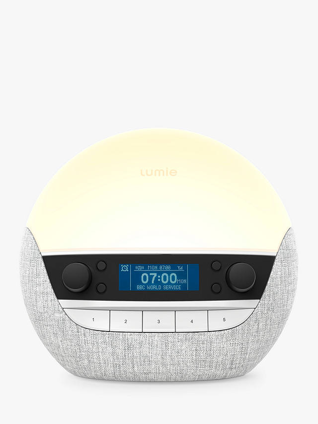 Lumie Bodyclock Luxe 750DAB Wake up to Daylight Table Lamp, Pebble