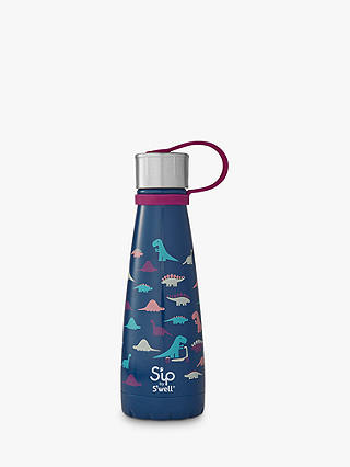 S'ip by S'well Dinosaur Vacuum Insulated Drinks Bottle, 295ml, Blue