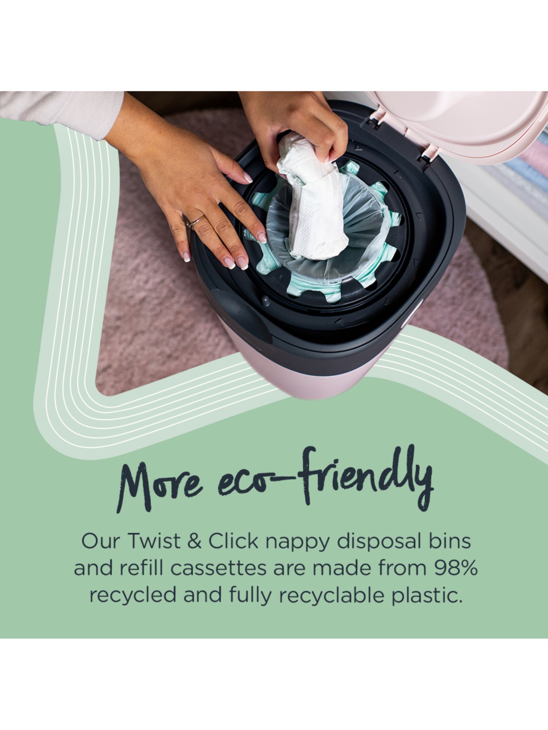 Tommee Tippee Twist & Click Nappy Disposal Bin & 6 Refills - Blue