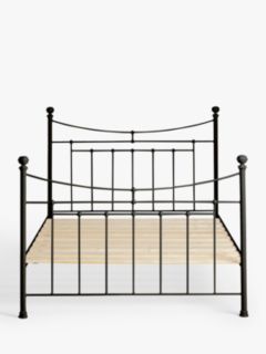 Wrought Iron And Brass Bed Co. Lily Iron Non Sprung Slatted Platform Top Bed Frame, Double, Black