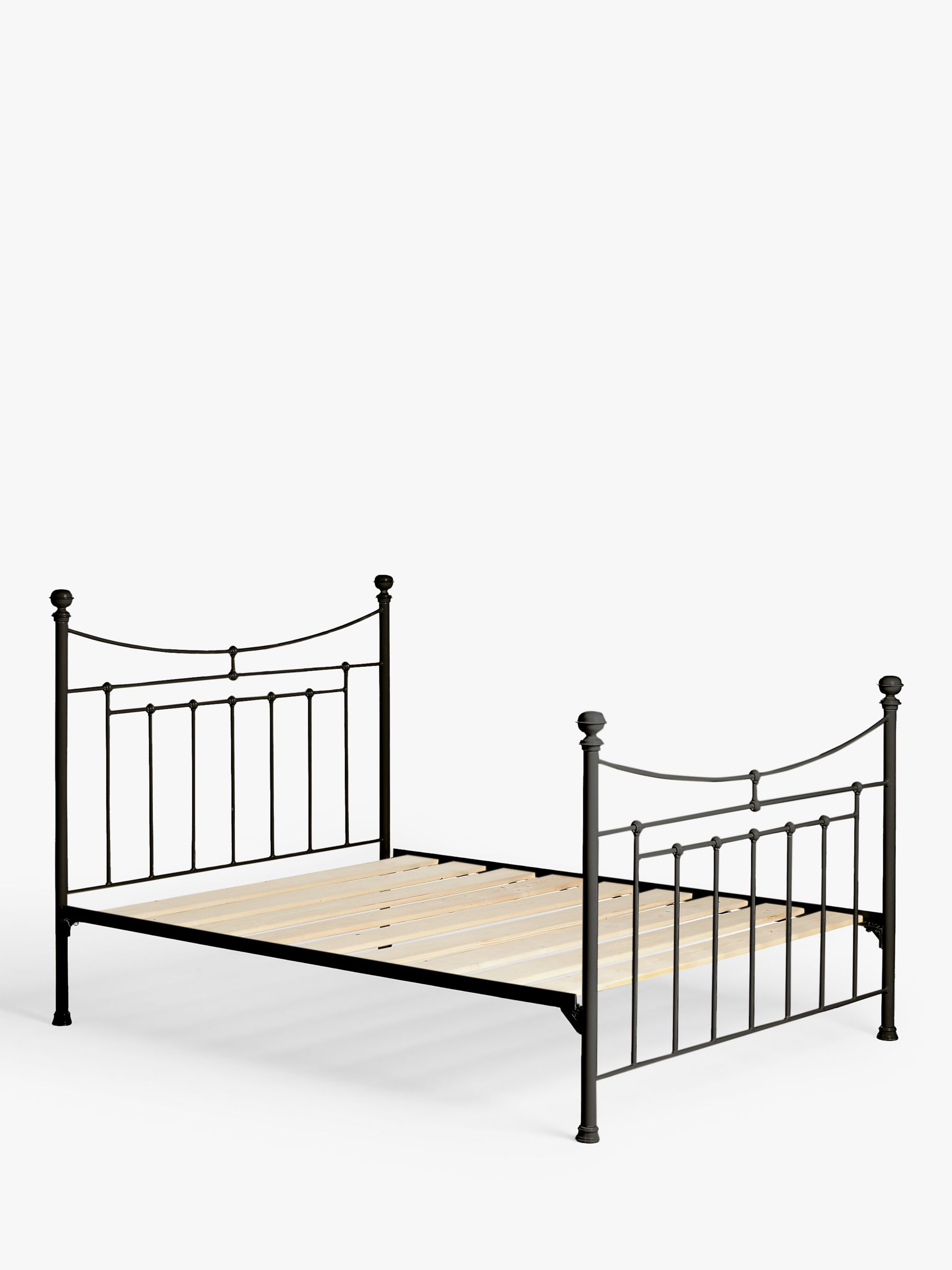 Photo of Wrought iron and brass bed co. lily iron non sprung slatted platform top bed frame king size