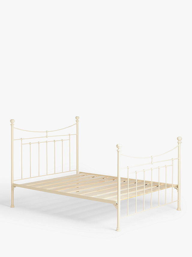 Wrought Iron And Brass Bed Co. Lily Iron Non Sprung Slatted Platform Top Bed Frame, King Size, Cream