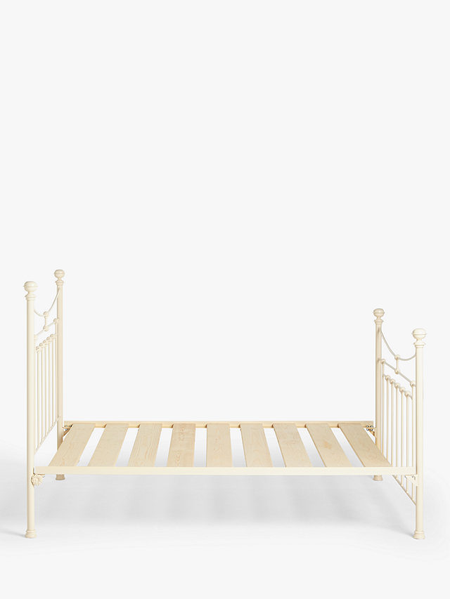 Wrought Iron And Brass Bed Co. Lily Iron Non Sprung Slatted Platform Top Bed Frame, King Size, Cream