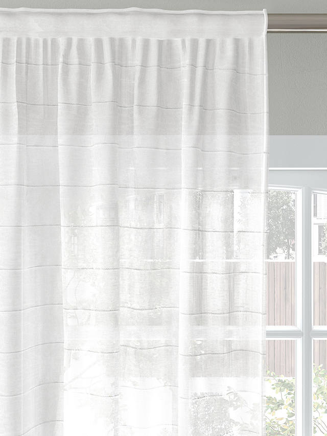 John Lewis & Partners Stitched Stripe Voile Fabric, White