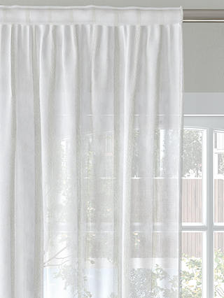 John Lewis Woven Stripe Voile Fabric, White