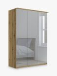 John Lewis Elstra 150cm Wardrobe with Mirrored Hinged Doors, Mirror/Bianco Oak
