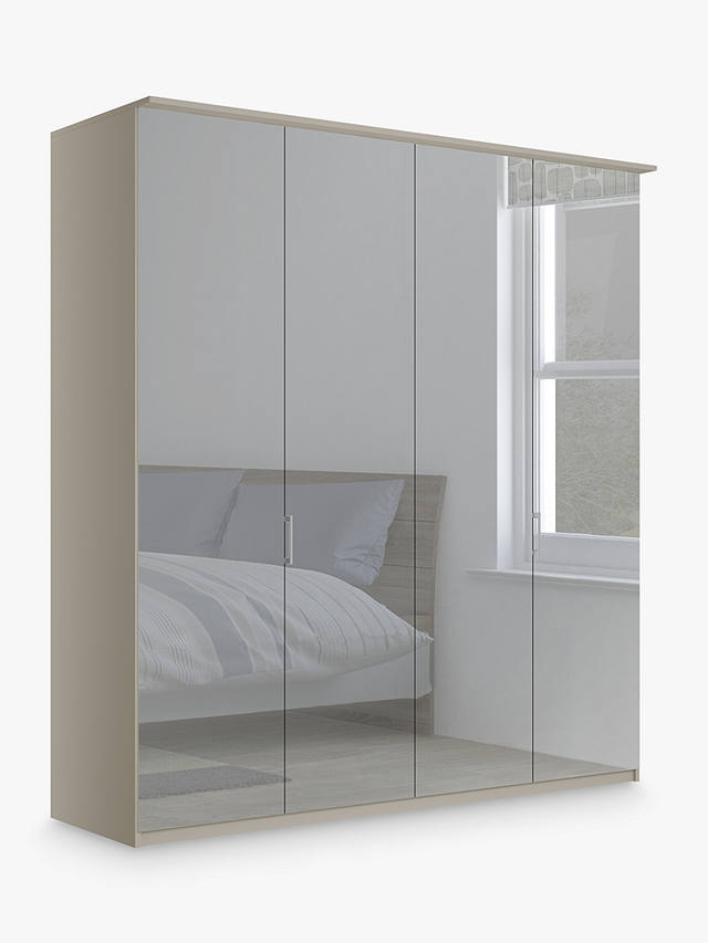 John Lewis & Partners Elstra 200cm Wardrobe with Mirrored Hinged Doors, Mirror/Pebble Grey