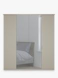 John Lewis Elstra 200cm Mirrored 4 Hinged Doors Wardrobe, Pebble Grey/Mirror
