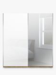 John Lewis Elstra 200cm Wardrobe with Glass and Mirrored Sliding Doors, White Glass/Bianco Oak