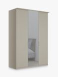 John Lewis Elstra 150cm Mirrored 3 Hinged Doors Wardrobe, Pebble Grey/Mirror