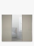John Lewis Elstra 250cm Wardrobe with Glass and Mirrored Sliding Doors, Grey Glass/Pebble Grey