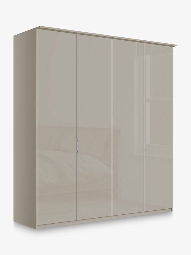 John Lewis & Partners Elstra 200cm Wardrobe with Glass Hinged Doors, Grey Glass/Pebble Grey
