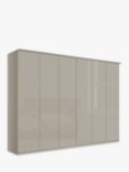 John Lewis Elstra 300cm Wardrobe with Glass Hinged Doors, Grey Glass/Pebble Grey