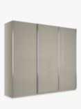 John Lewis Elstra 250cm Wardrobe with White Glass Sliding Doors, Grey Glass/Pebble Grey