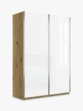 John Lewis Elstra 150cm Wardrobe with White Glass Sliding Doors, White Glass/Bianco Oak