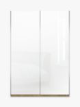 John Lewis Elstra 150cm Wardrobe with White Glass Sliding Doors, White Glass/Bianco Oak