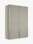John Lewis Elstra 150cm Wardrobe with White Glass Sliding Doors, Grey Glass/Pebble Grey