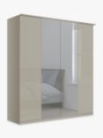 John Lewis Elstra 200cm Wardrobe with White Glass and Mirrored Hinged Doors, Grey Glass/Pebble Grey