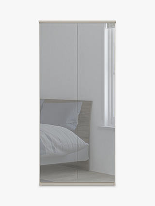 John Lewis & Partners Elstra 100cm Wardrobe with Mirrored Hinged Doors, Mirror/Pebble Grey