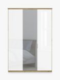 John Lewis Elstra 150cm Wardrobe with Glass and Mirrored Hinged Doors, White Glass/Bianco Oak