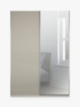 John Lewis Elstra 150cm Wardrobe with White Glass and Mirrored Sliding Doors, White Glass/Pebble Grey