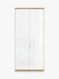 John Lewis Elstra 100cm Wardrobe with Glass Hinged Doors, White Glass/Bianco Oak