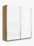 John Lewis Elstra 200cm Wardrobe with Glass Sliding Doors, White Glass/Bianco Oak