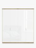 John Lewis Elstra 200cm Wardrobe with Glass Hinged Doors, White Glass/Bianco Oak