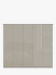 John Lewis Elstra 250cm Wardrobe with Glass Hinged Doors, Grey Glass/Pebble Grey